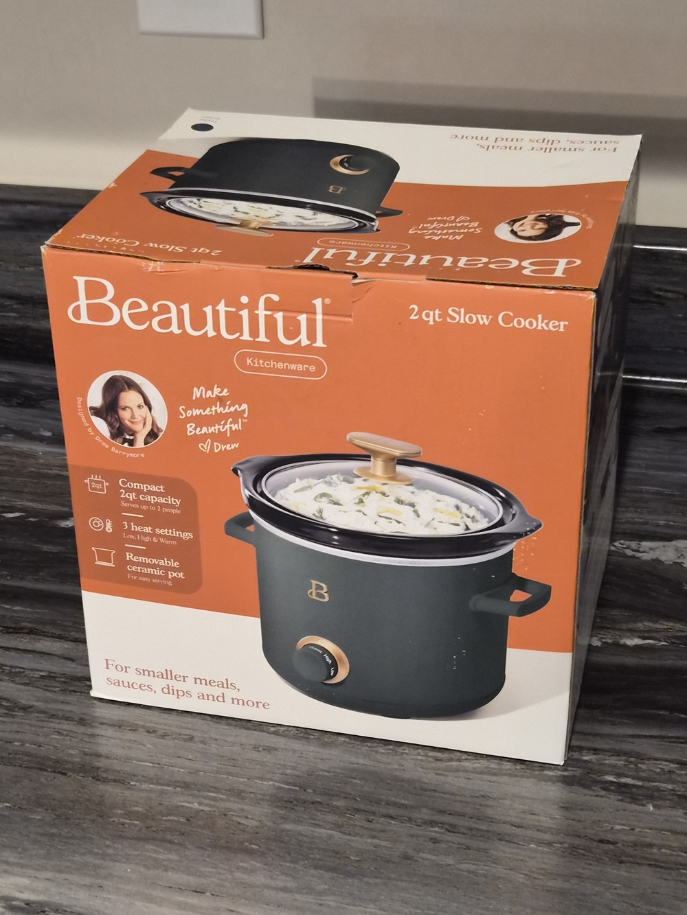 Beautiful 2 qt Green Slow Cooker with Gold Accents